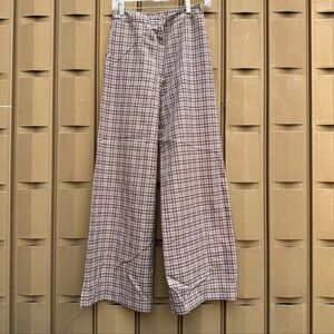 Vintage 70's Plaid Flare Pants trousers 26” Womens High Waist